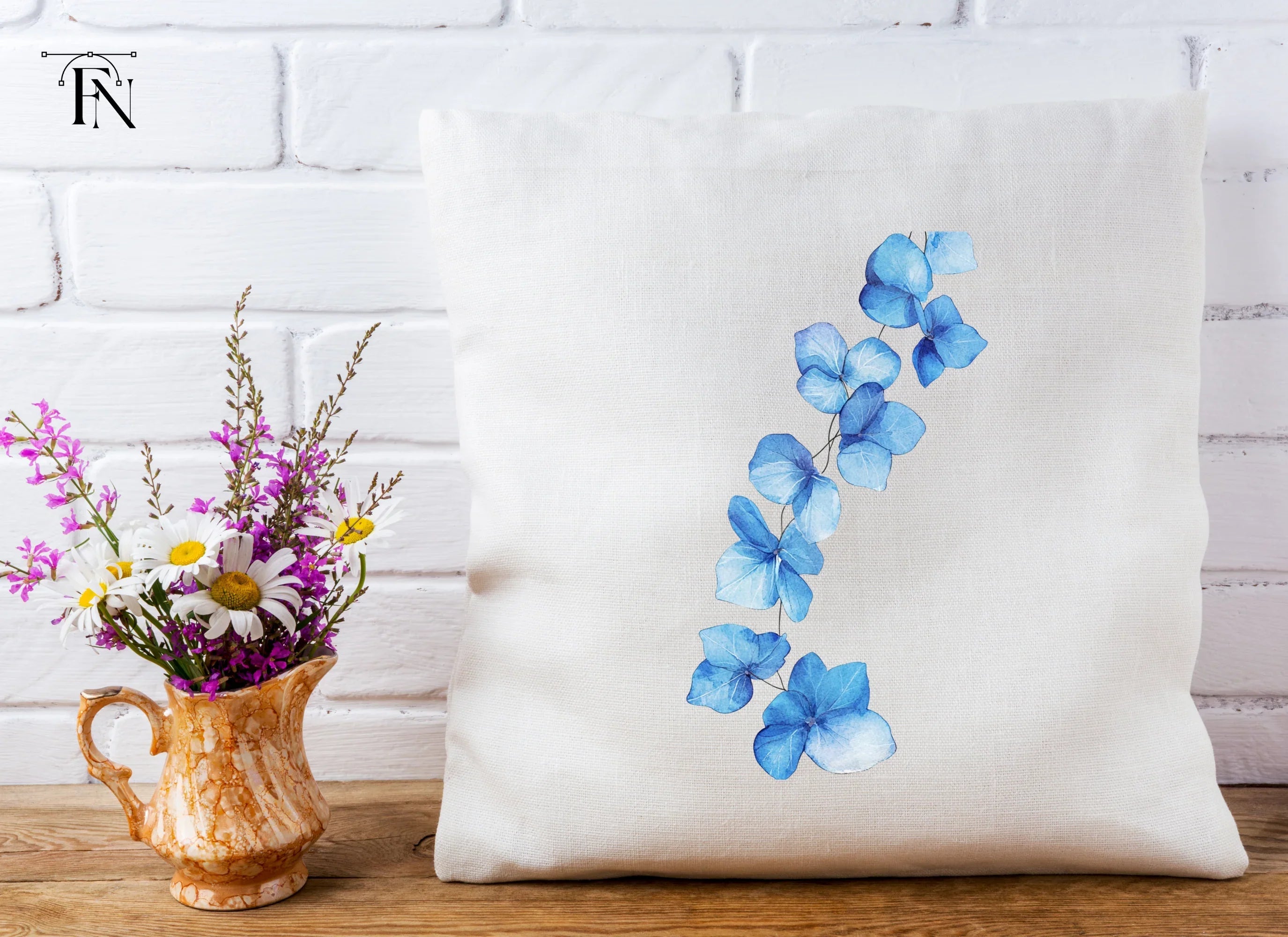 Blue Hydrangea Floral Clipart Bundle