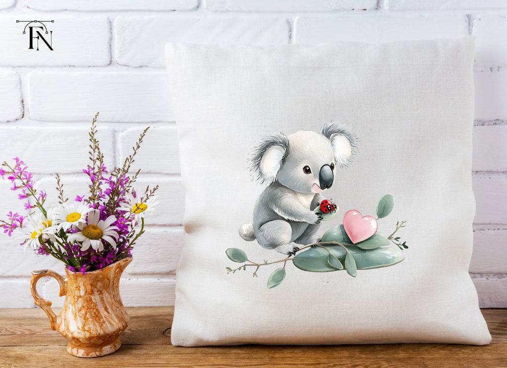 Cute Koala with Ladybug and Heart Clipart Bundle