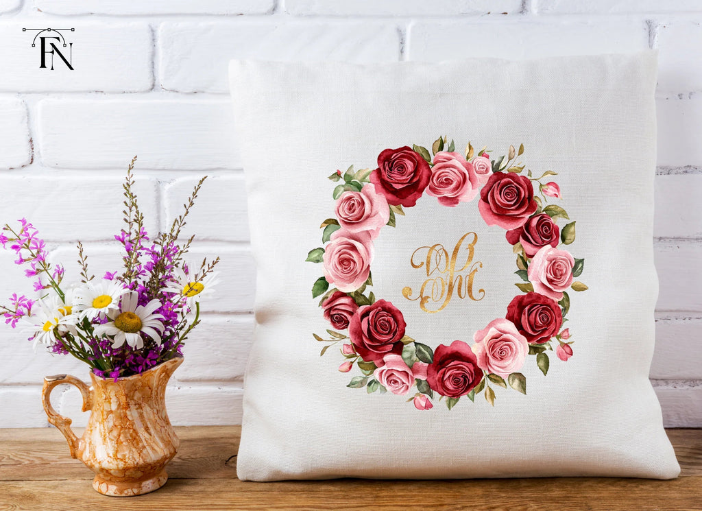 Rose Wreaths Monogram Clipart Bundle