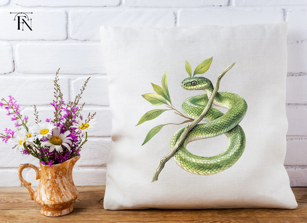 Vibrant Green Snake on Tree Branch Clipart Bundle