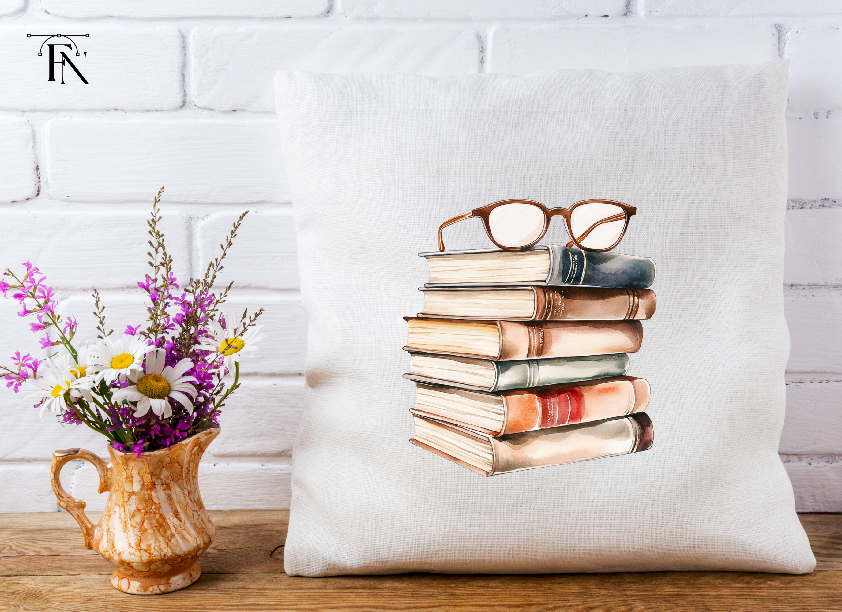 Stack of Books with Reading Glasses Clipart Bundle