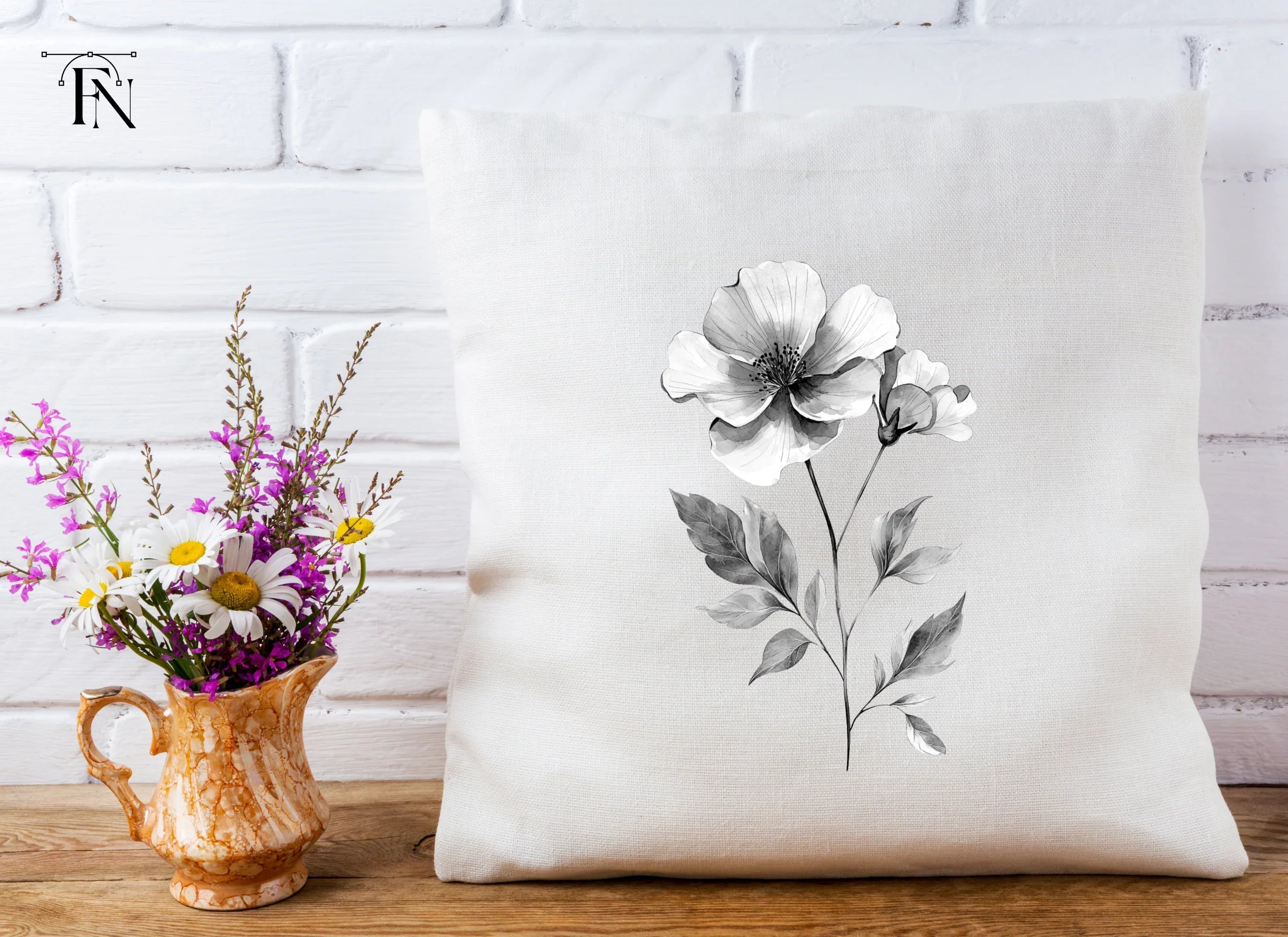Monochrome Flower Clipart Bundle