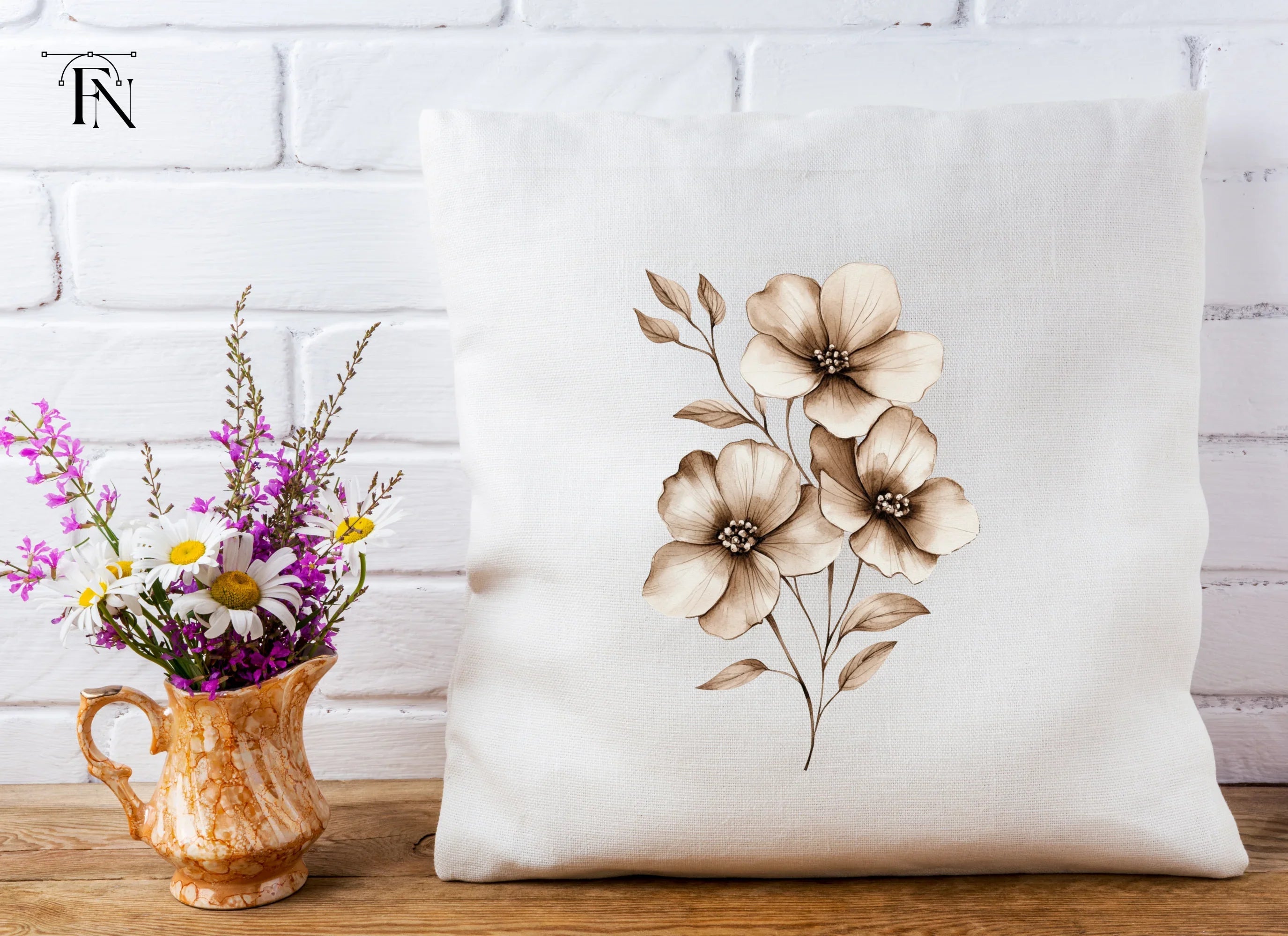 Elegant Sepia Floral Clipart Bundle