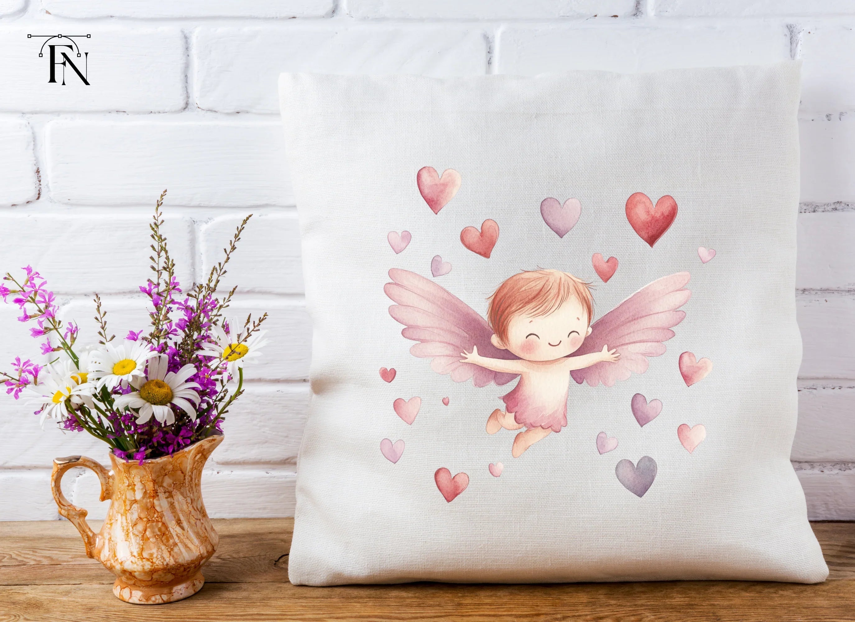 Cute Cupid Angels with Hearts Clipart Bundle