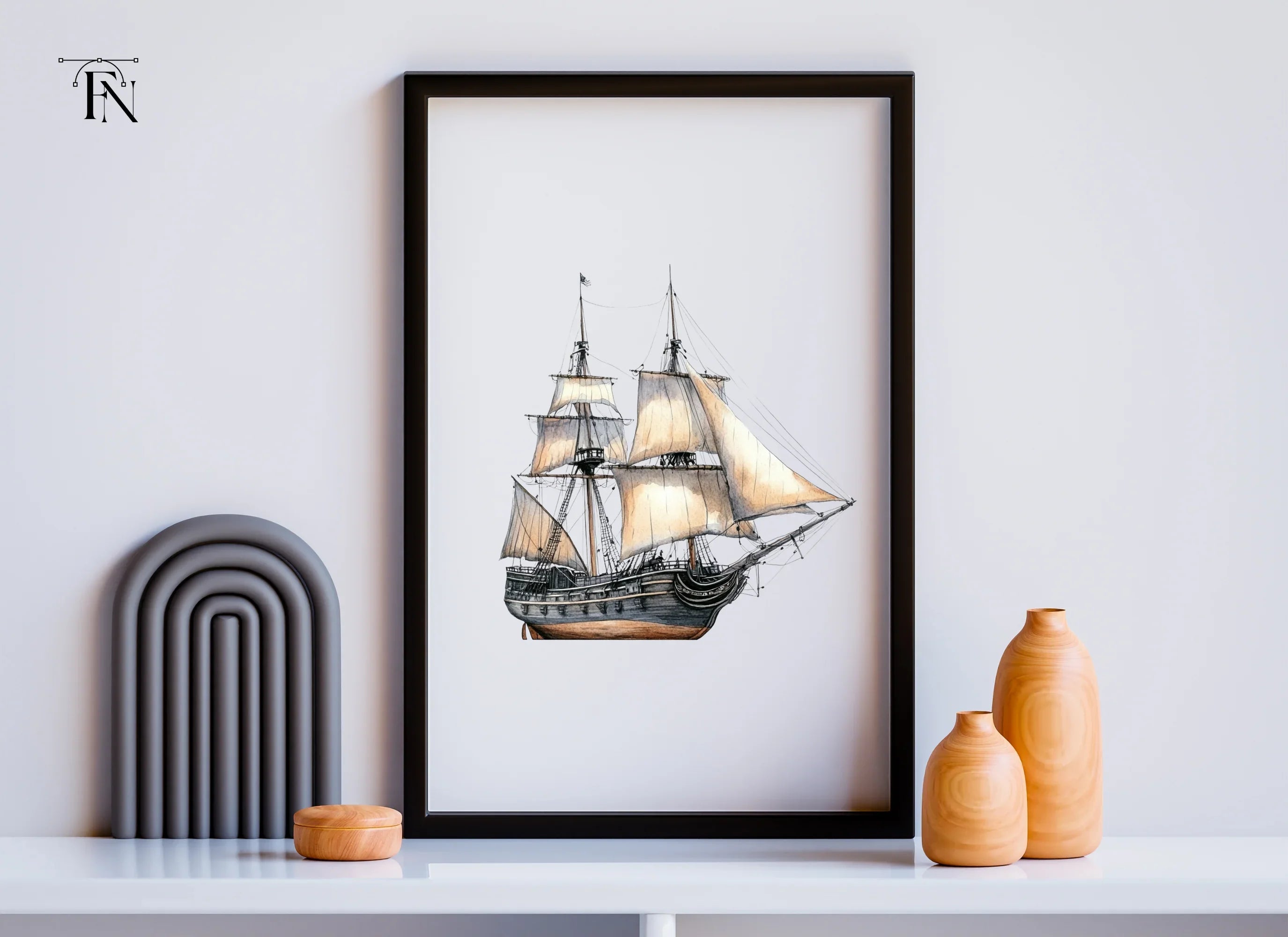 Vintage Galleon Ship Clipart Bundle