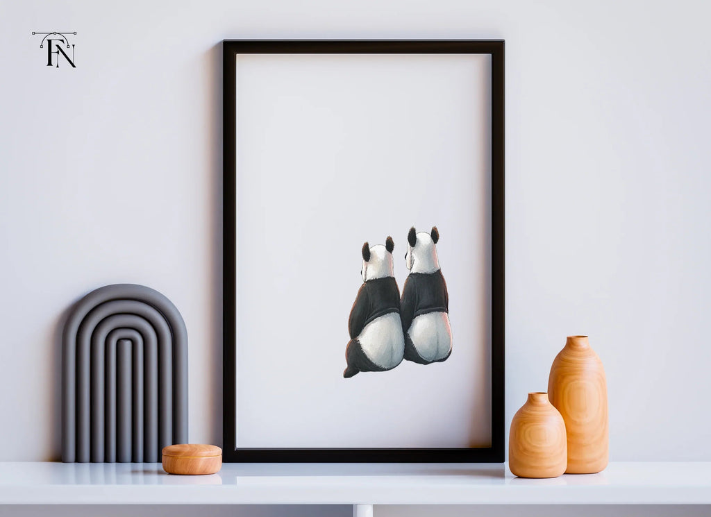 Adorable Pandas Looking Away Clipart Bundle