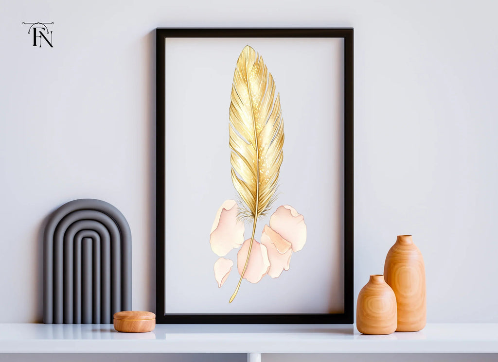 Golden Feather Rose Petal Clipart Bundle