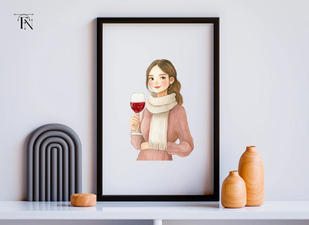 Elegant Women Enjoying Red Wine Clipart Bundle
