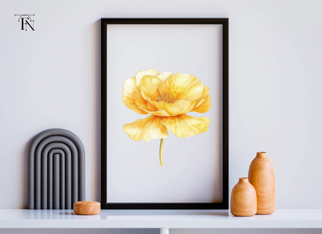 Yellow Poppy Flower Clipart Bundle