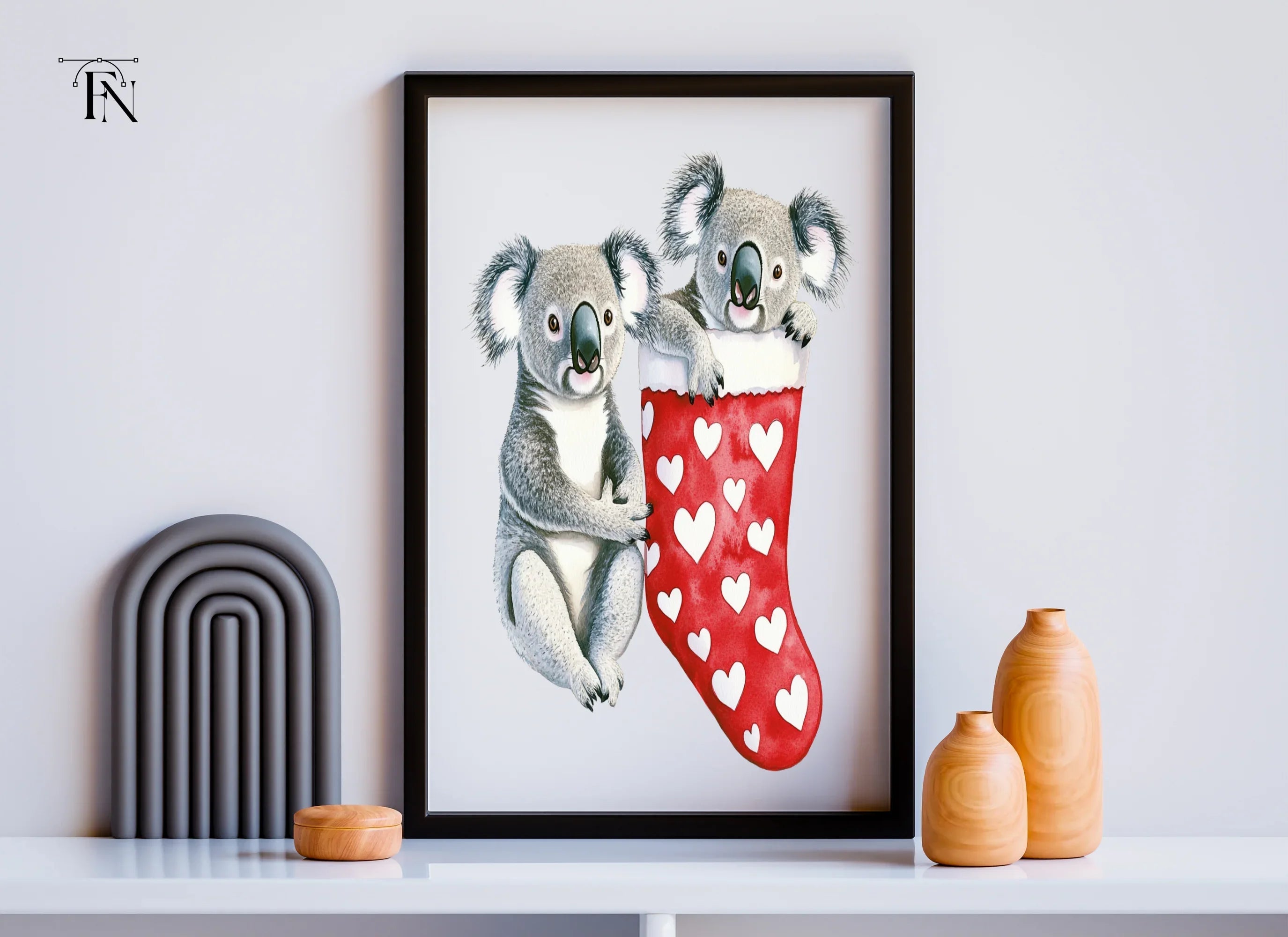 Cute Koalas in Valentine Stockings Clipart Bundle