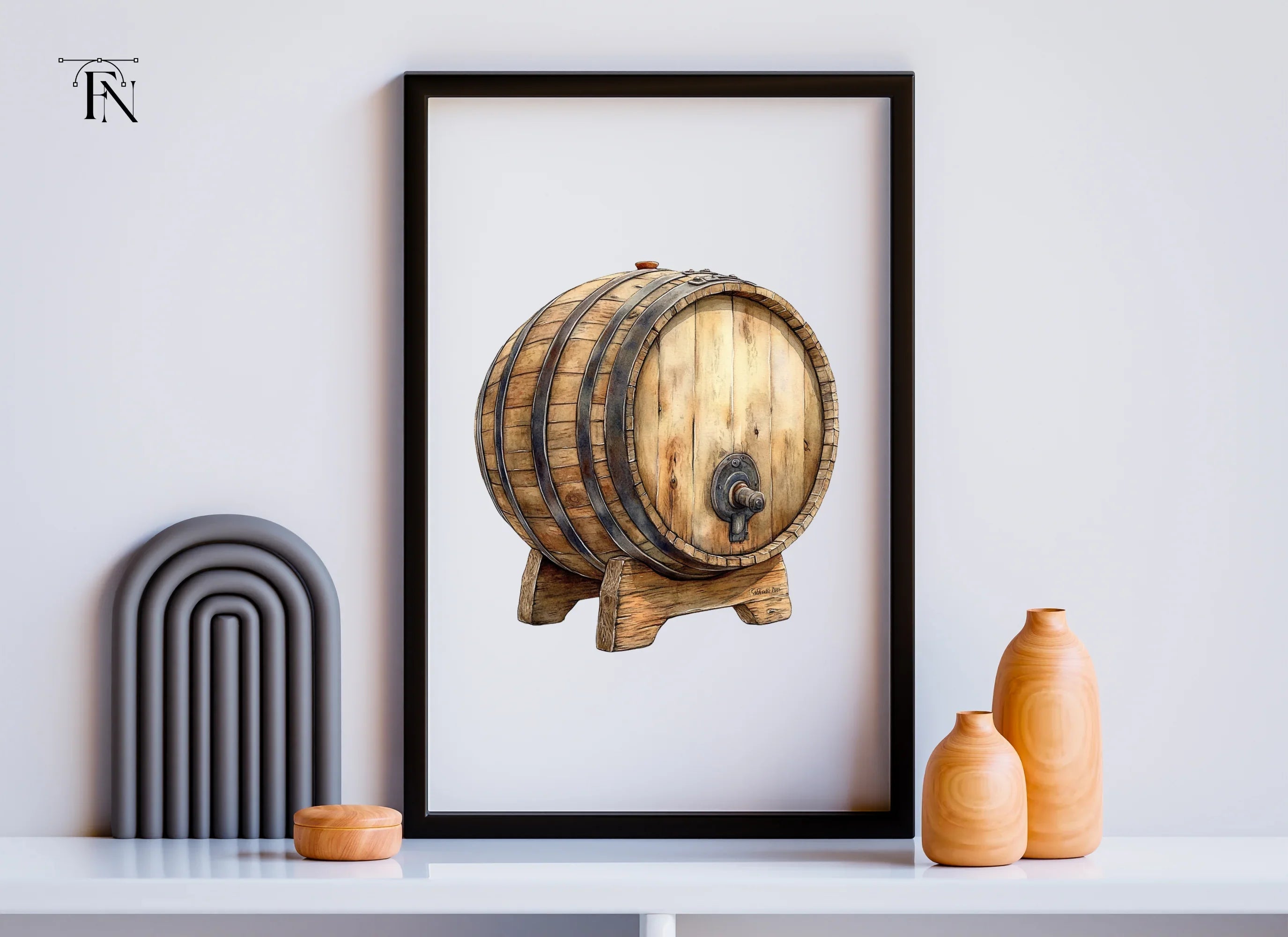 Rustic Wooden Barrels Clipart Bundle