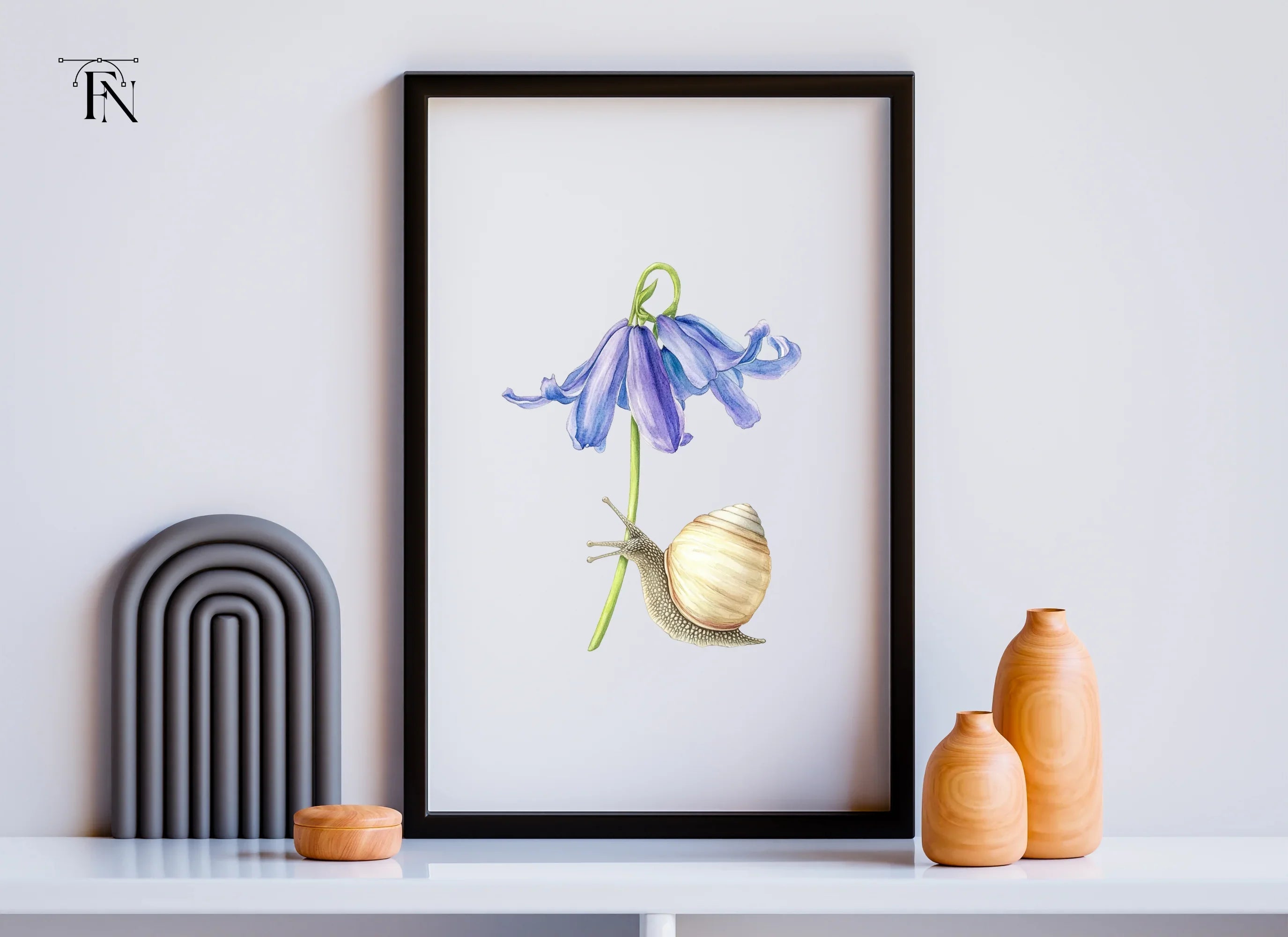 Snail and Bluebell Flower Clipart Bundle