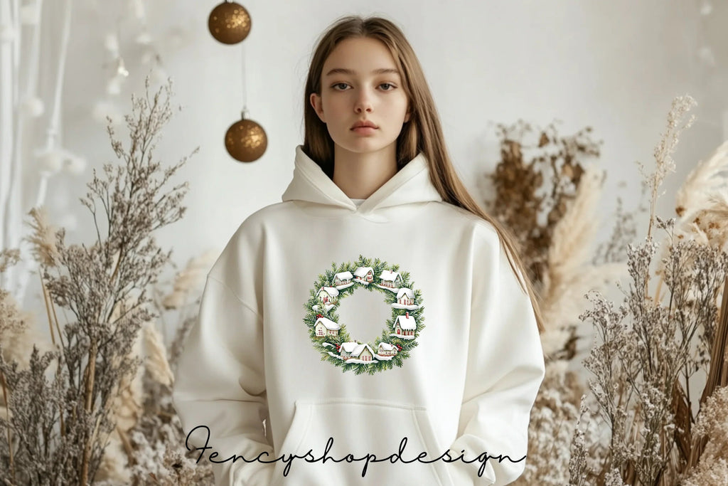 Winter Village Wreath Clipart Bundle