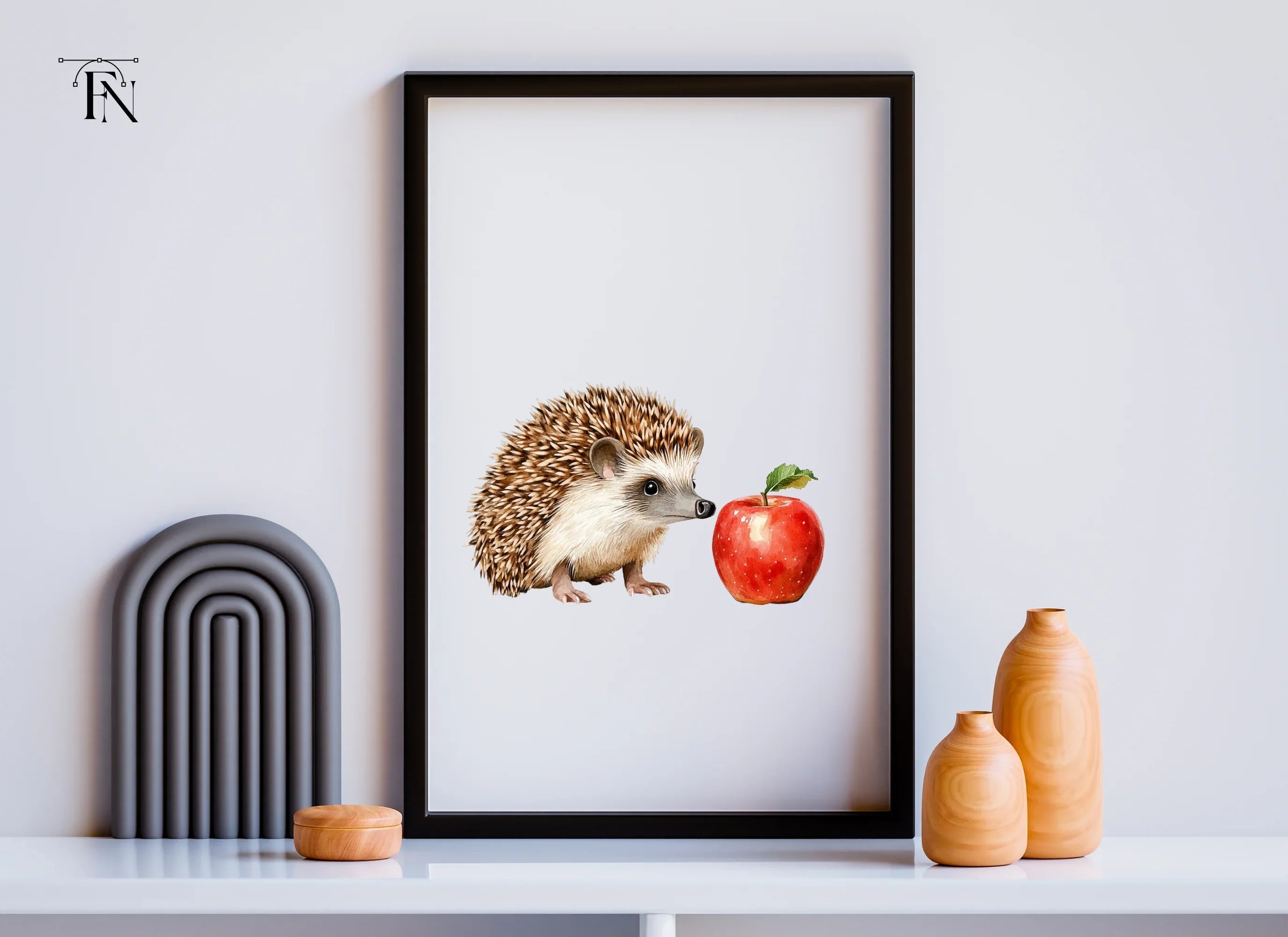 Cute Hedgehog with Apple Clipart Bundle