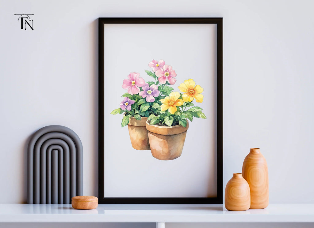 Charming Potted Pansies Clipart Bundle