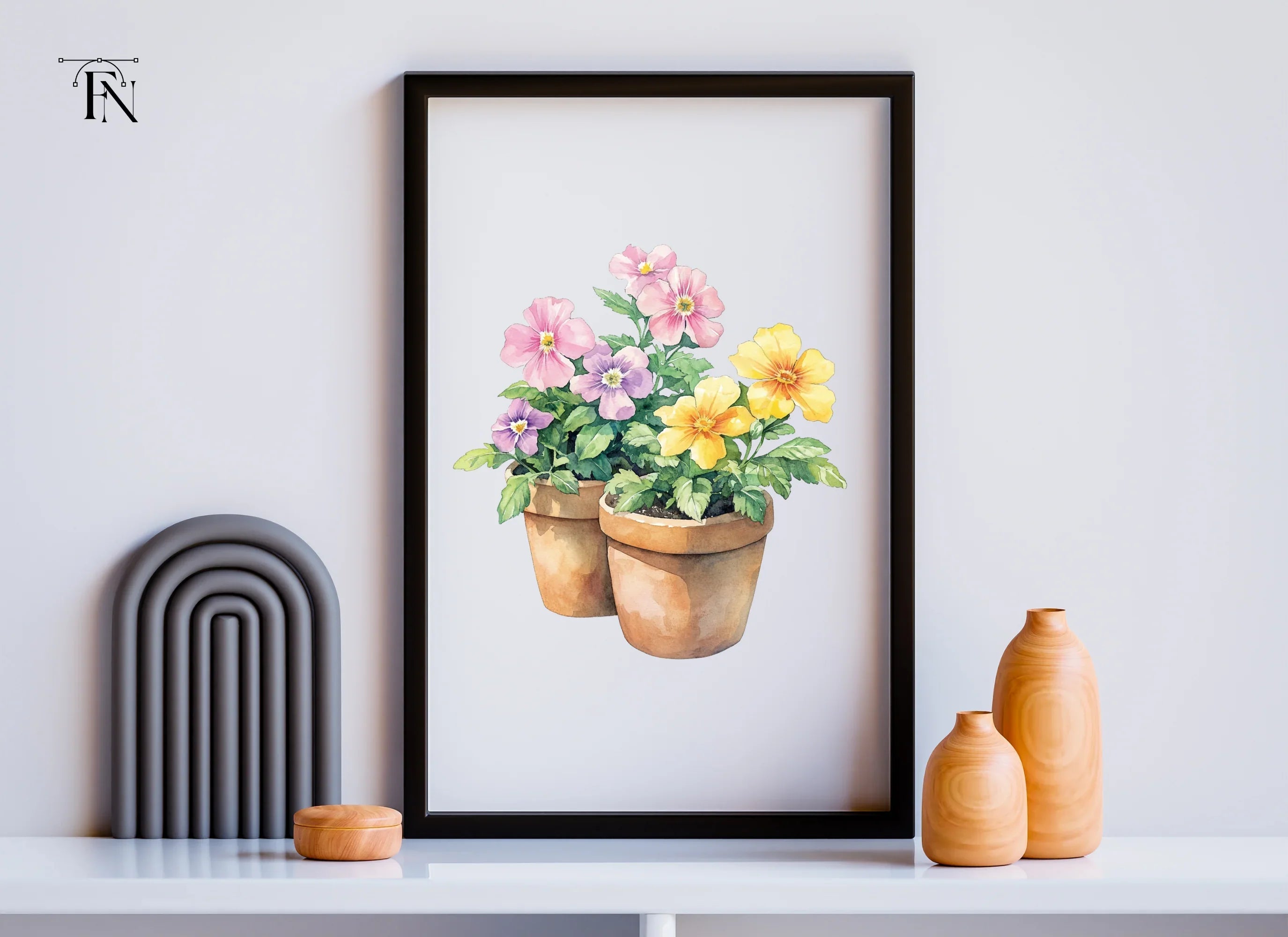 Charming Potted Pansies Clipart Bundle