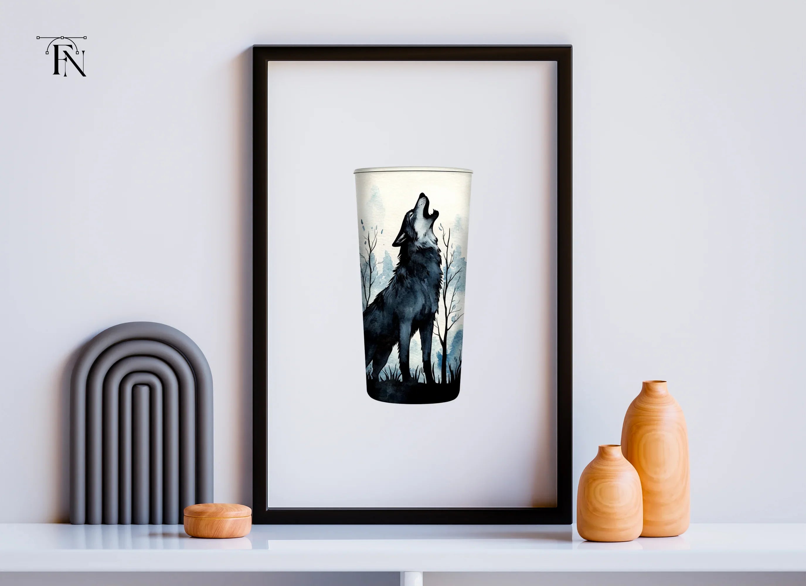 Howling Wolf Tumbler Clipart Bundle