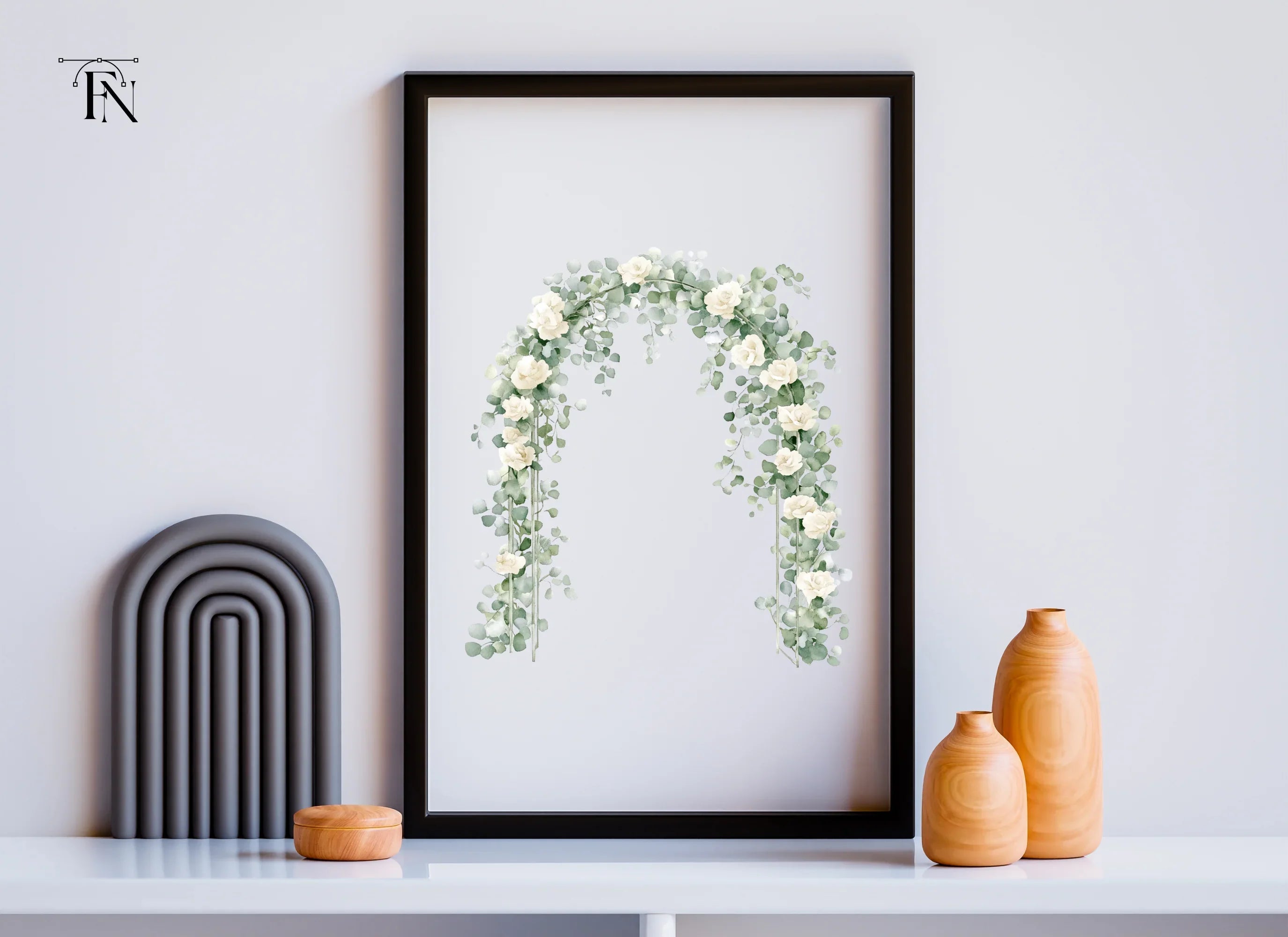Wedding Arch White Roses Eucalyptus Clipart Bundle