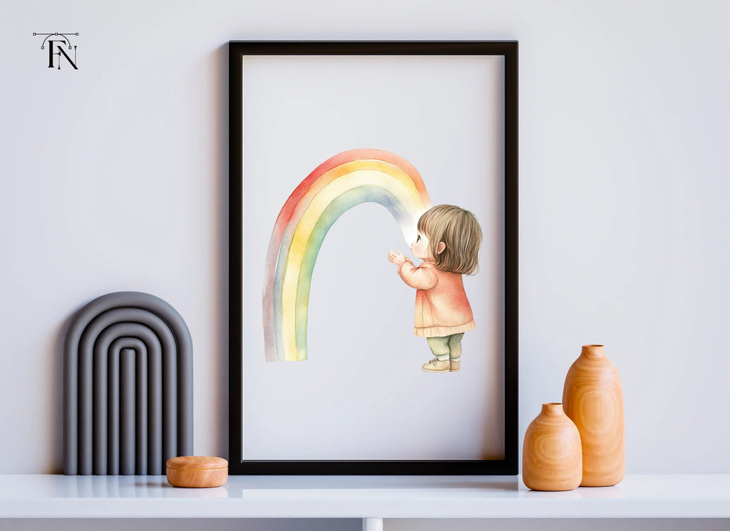 Girls Looking at Rainbow Clipart Bundle