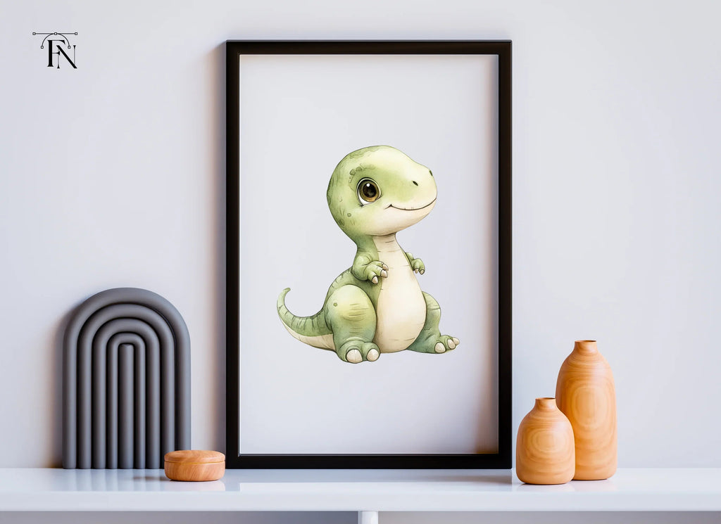 Adorable Green Baby Dinosaur Clipart Bundle