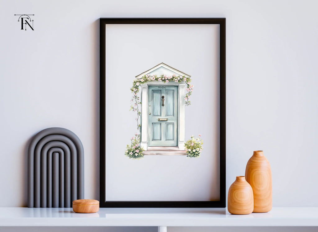 Charming Blue Door with Floral Decor Clipart Bundle