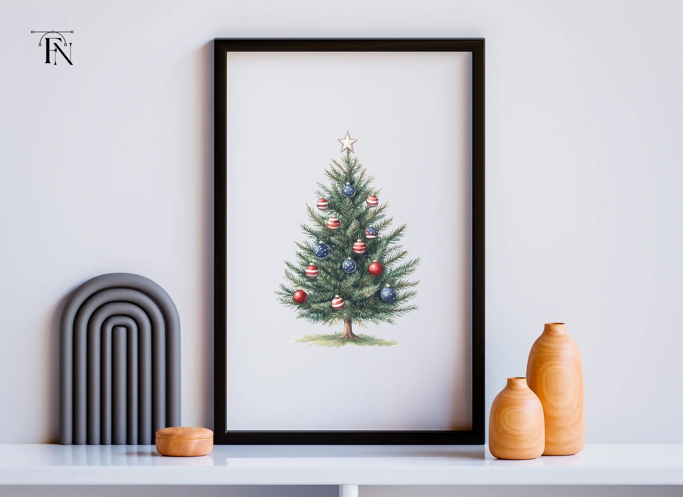 Patriotic Christmas Tree Clipart Bundle