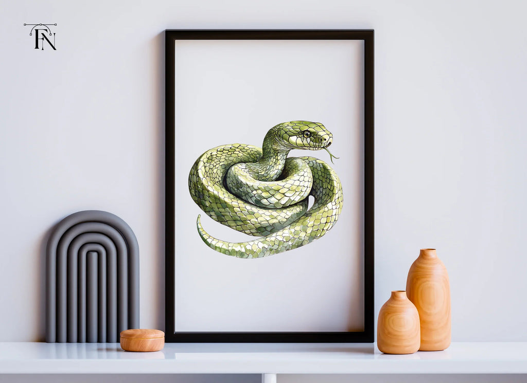Realistic Green Snake Illustrations Clipart Bundle