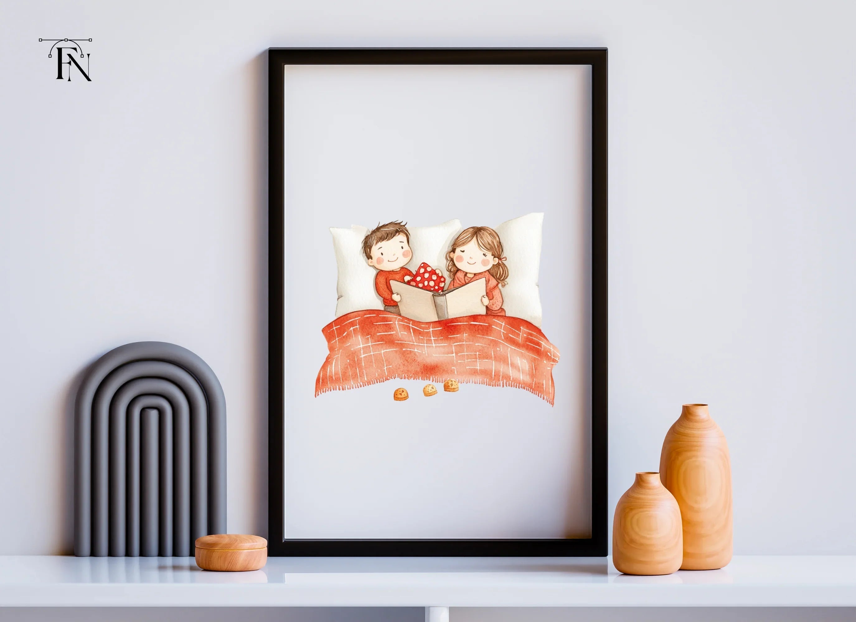 Cozy Couple Reading in Bed Clipart Bundle