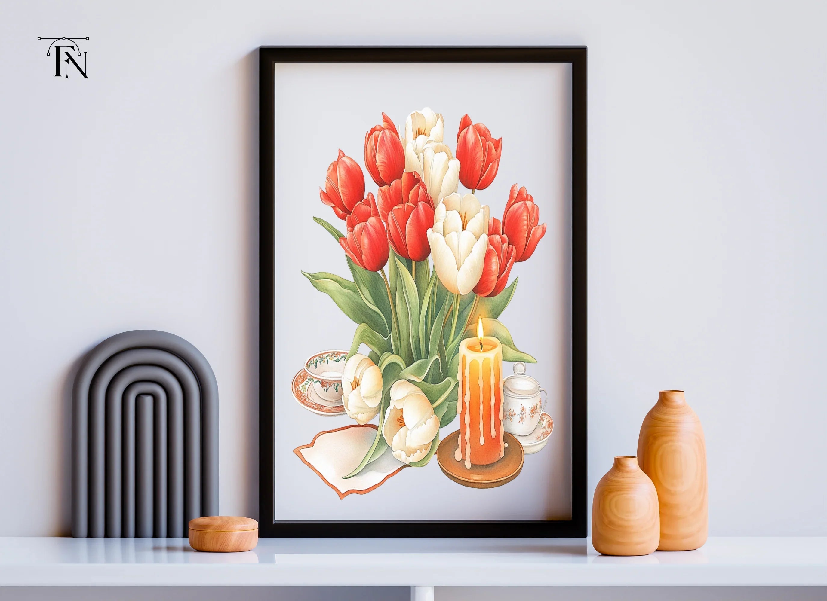 Elegant Tulip Candle Dinner Clipart Bundle