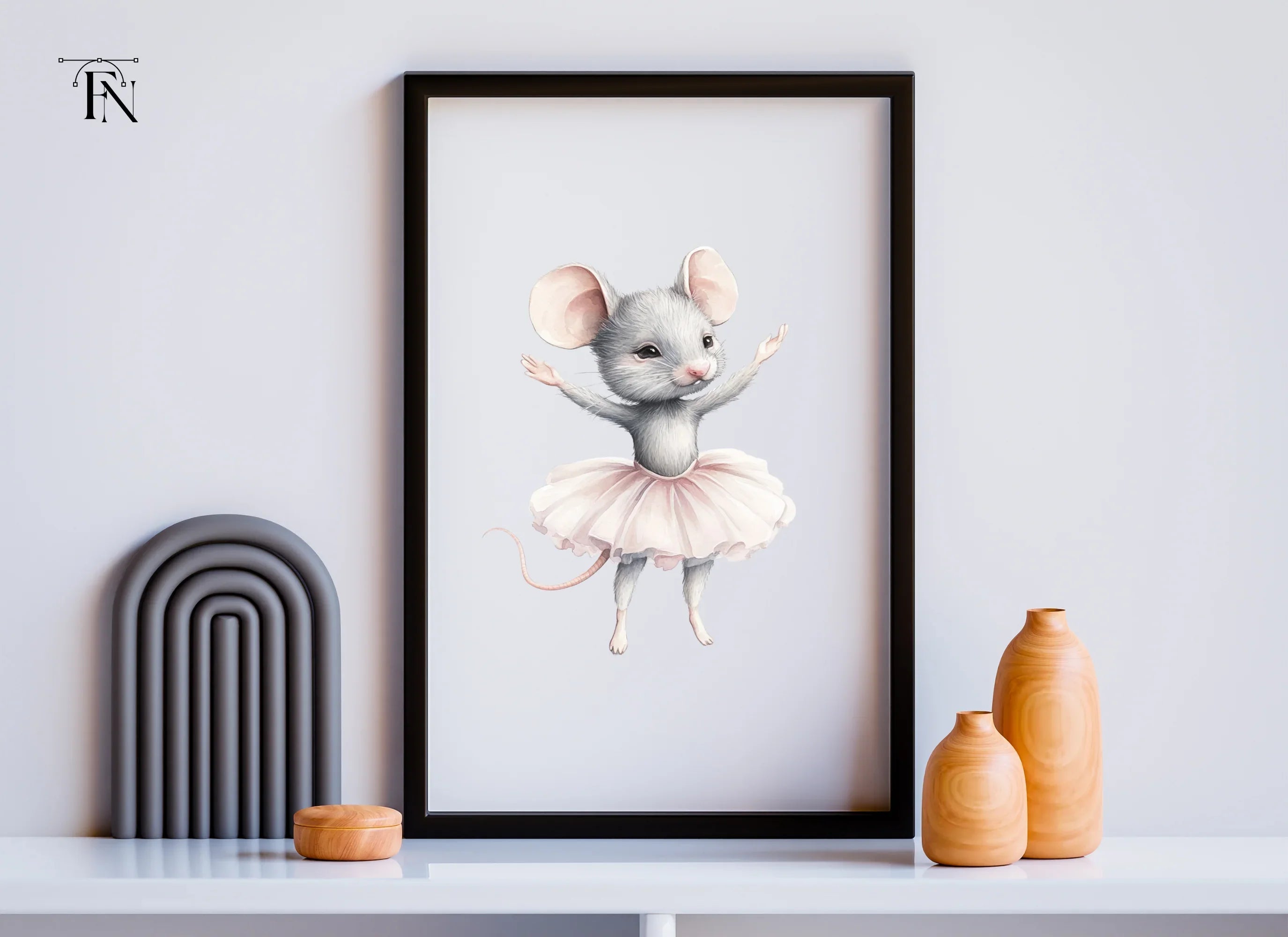 Twin Grey Ballerina Mice Clipart Bundle