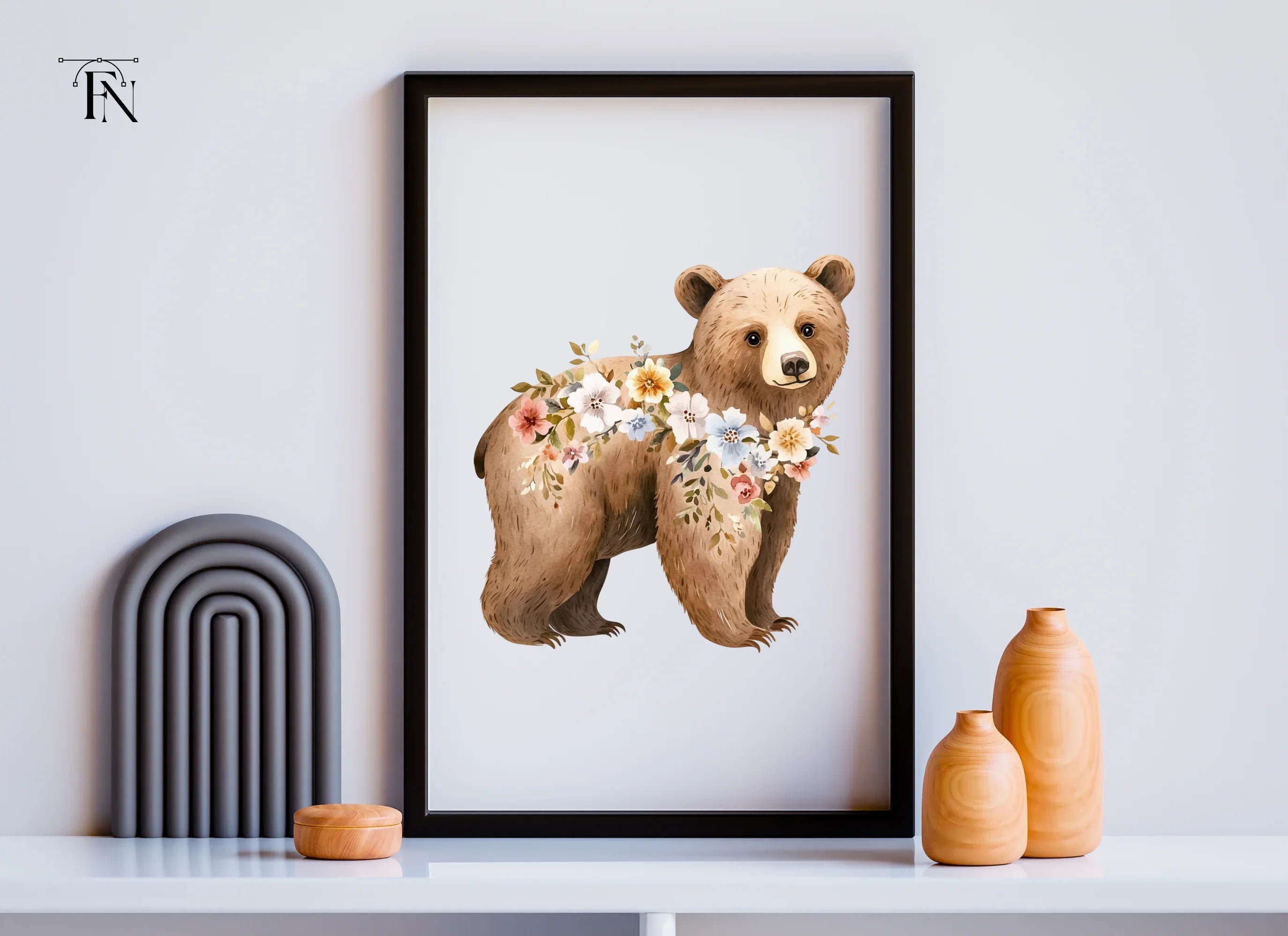 Floral Bear Clipart Bundle
