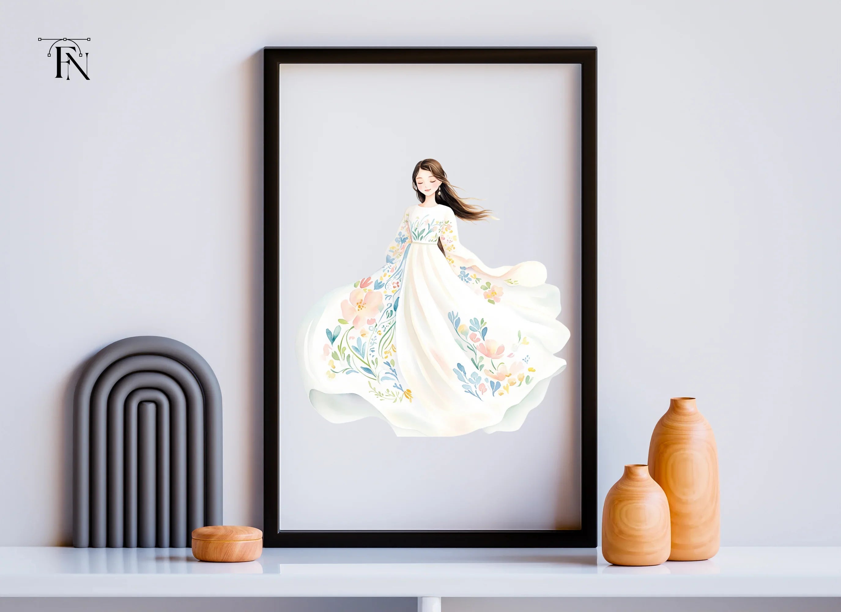 Flowing Floral Dress Clipart Bundle