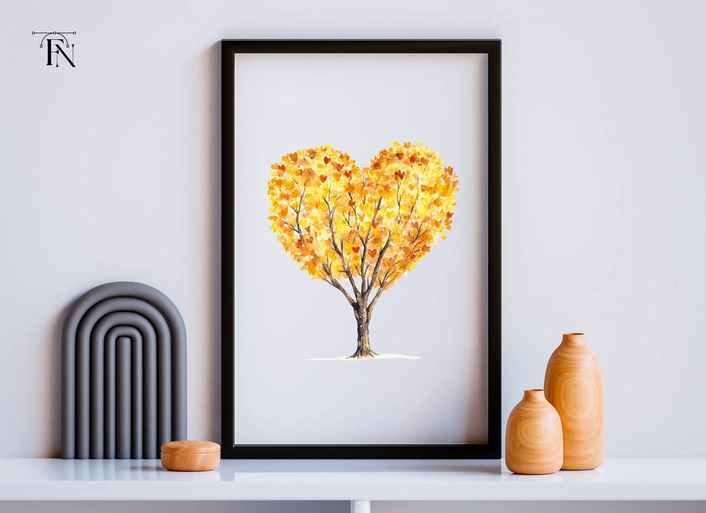 Heart Shaped Autumn Trees Clipart Bundle