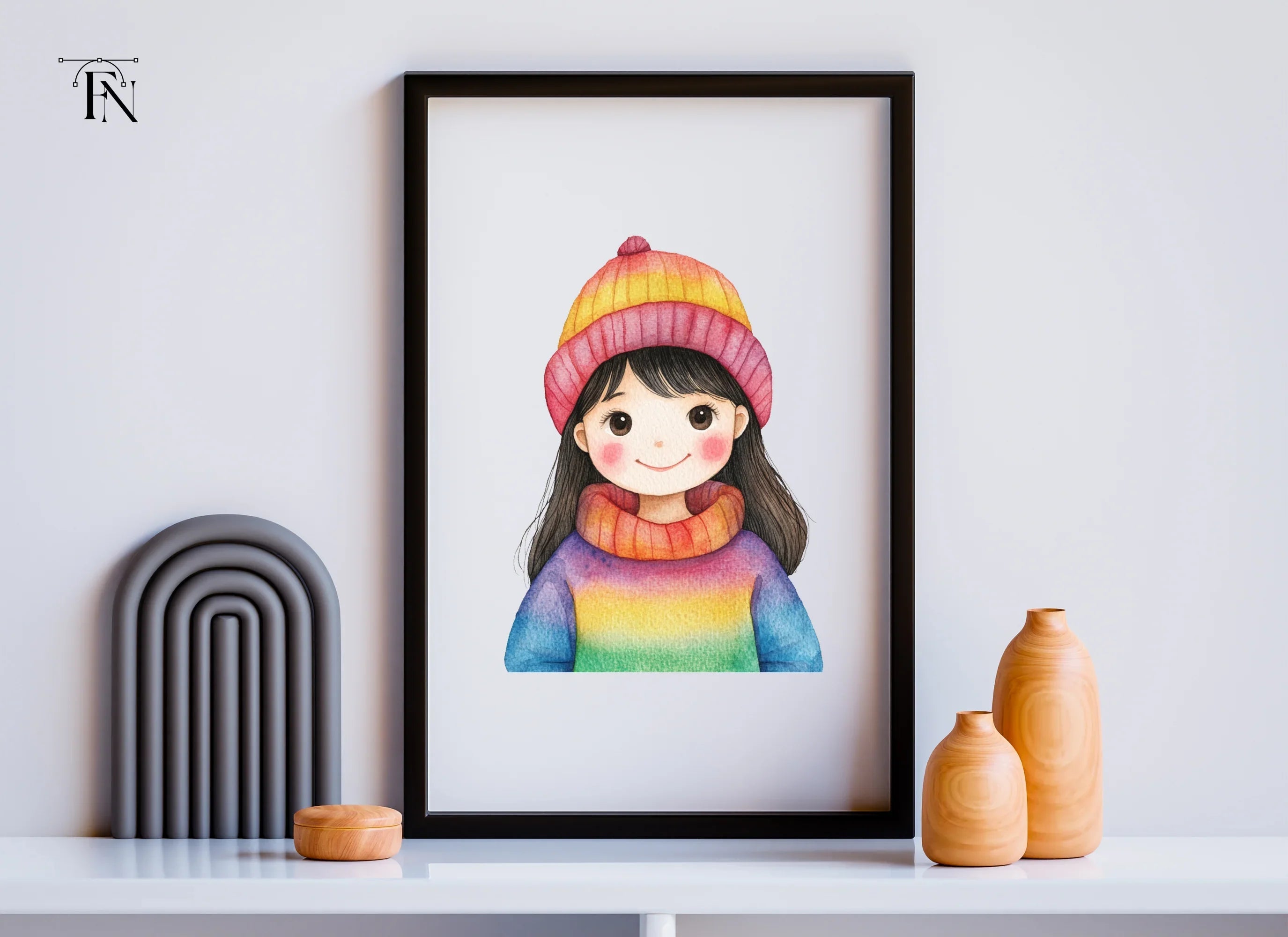 Girl in Rainbow Winter Wear Clipart Bundle
