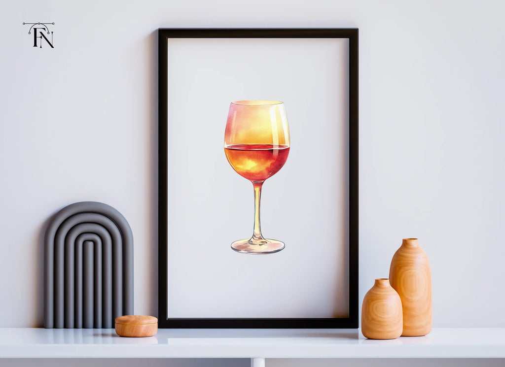 Sunset Reflection Wine Glass Clipart Bundle