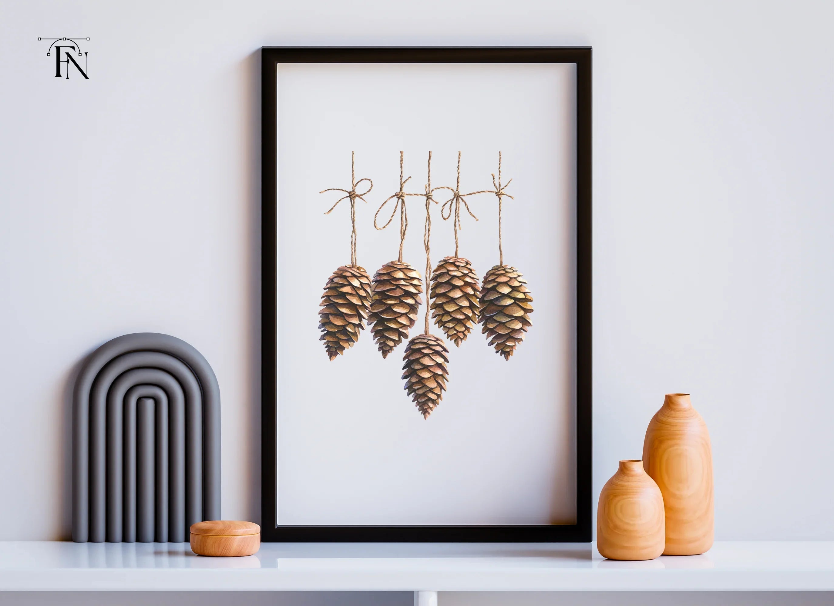 Hanging Pine Cones Clipart Bundle
