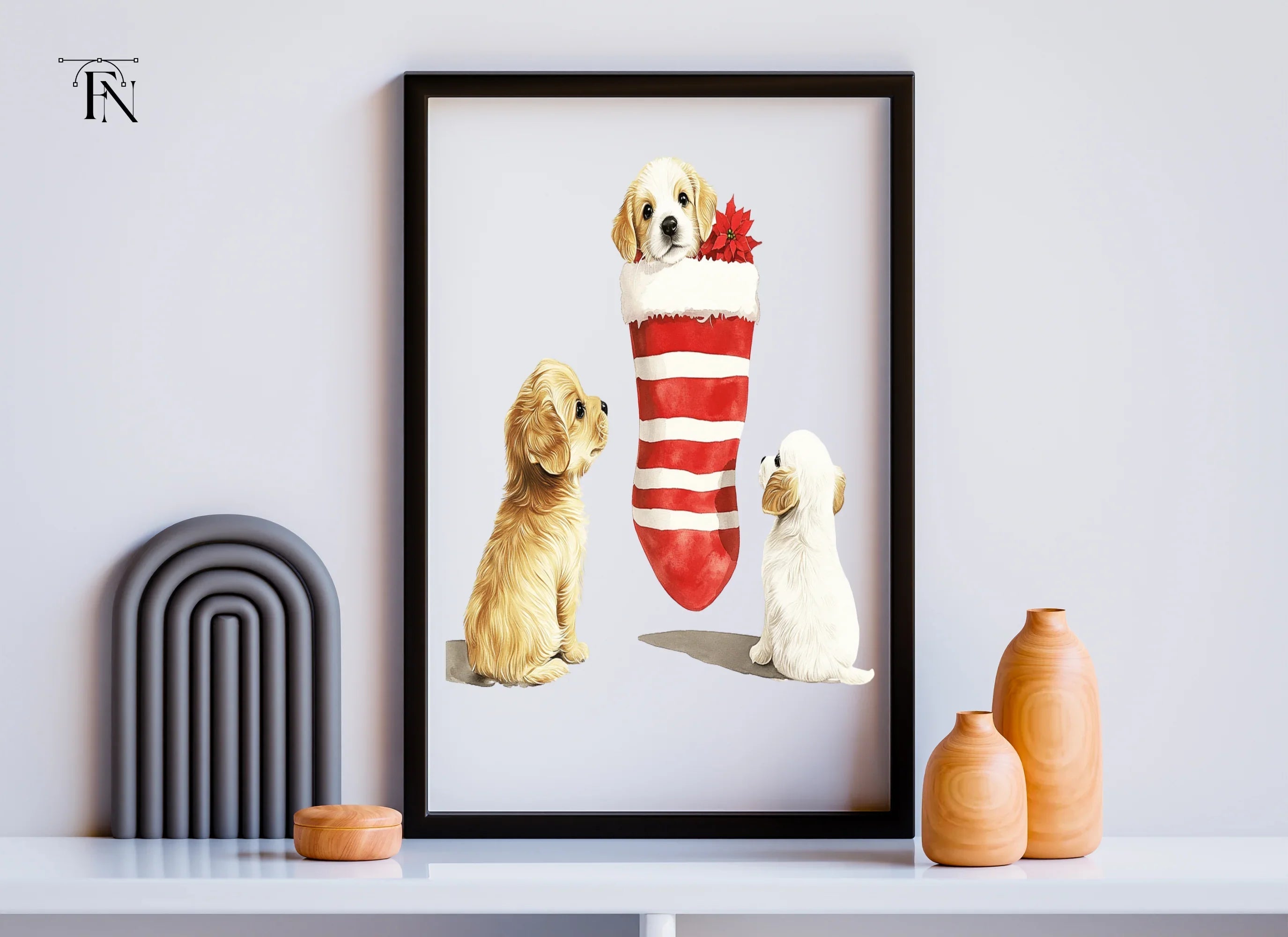Golden Retriever Puppies Christmas Clipart Bundle