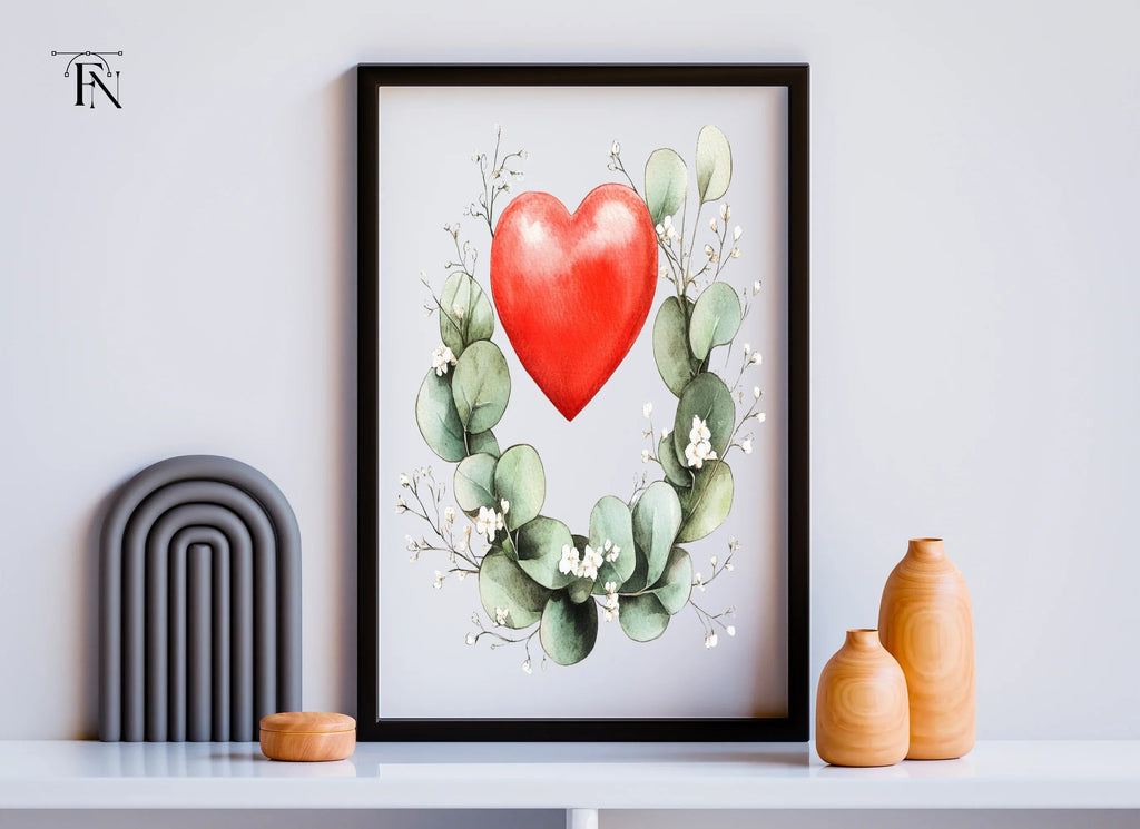 Eucalyptus Heart Wreaths Clipart Bundle