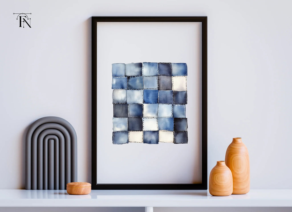Denim Patchwork Patterns Clipart Bundle