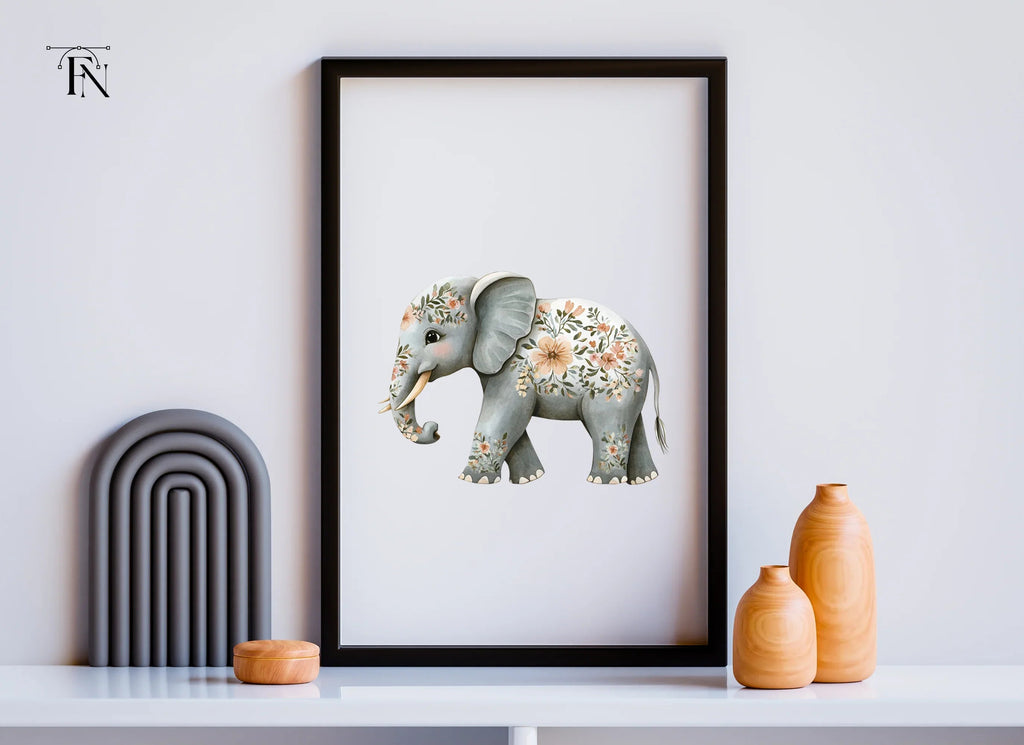 Floral Elephant Clipart Bundle