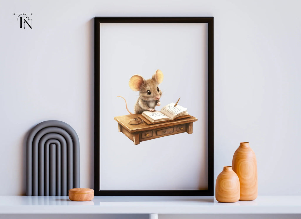 Little Mouse at Desk Clipart Bundle
