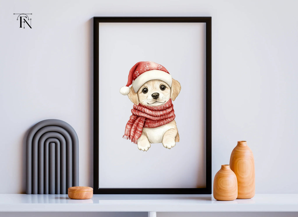 Cute Christmas Puppies Clipart Bundle