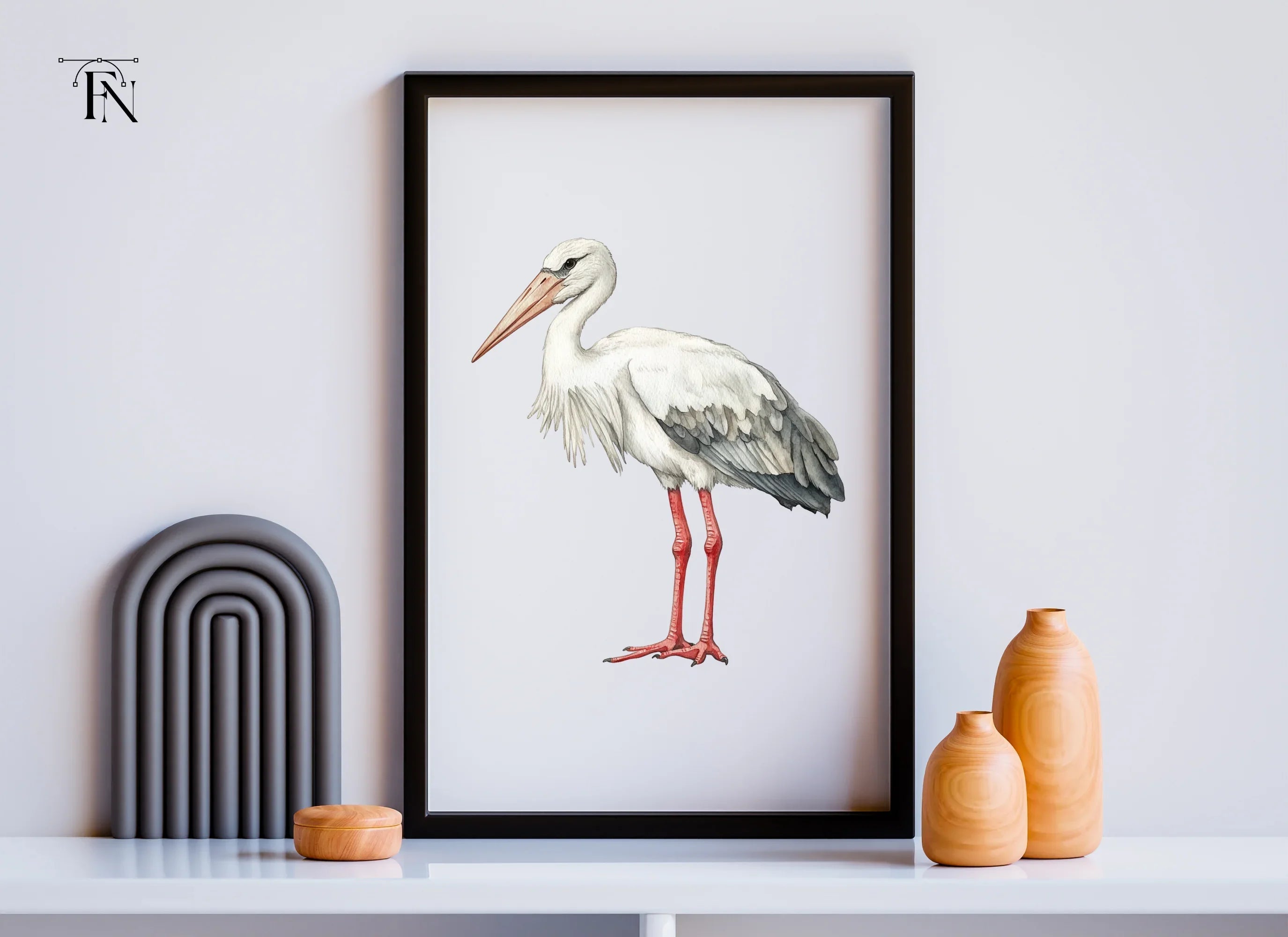 Elegant Stork Pair Clipart Bundle