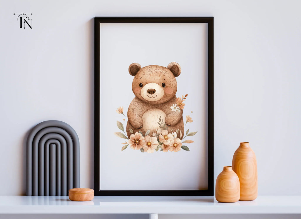 Cute Bear with Flowers Clipart Bundle