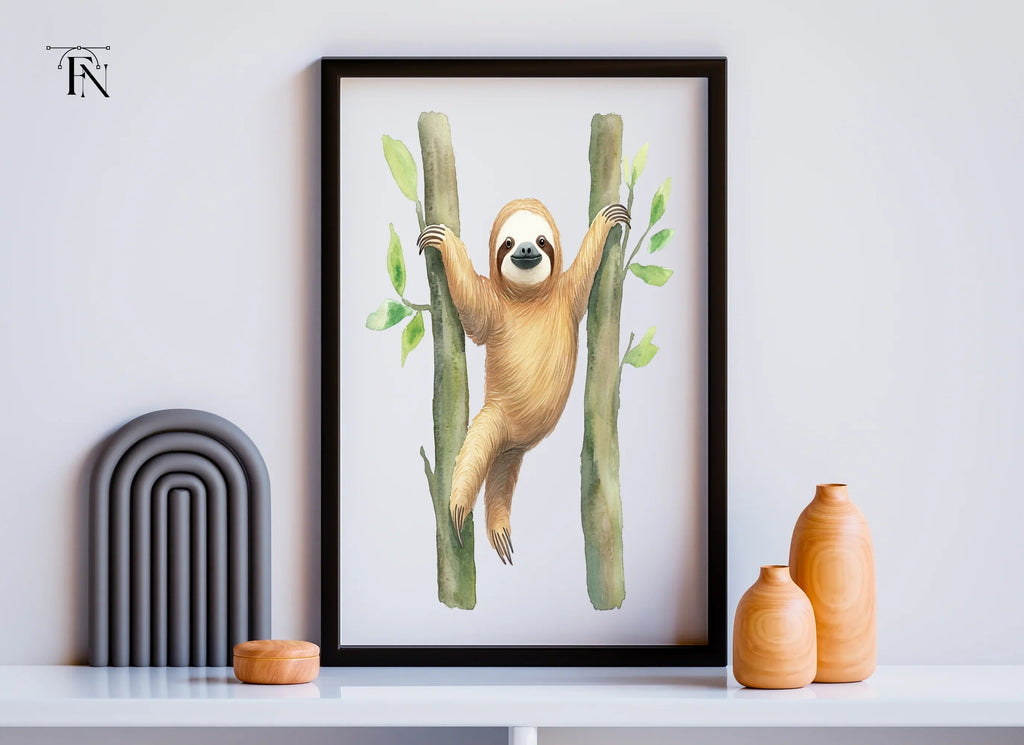 Playful Sloths Climbing Trees Clipart Bundle