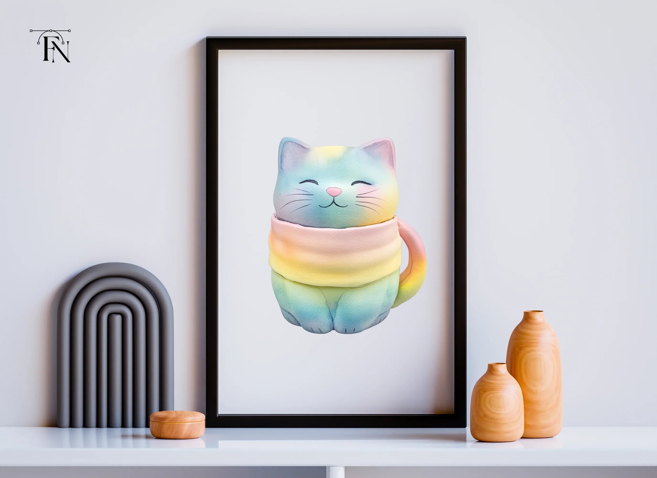 Cute Pastel Rainbow Cat Clipart Bundle