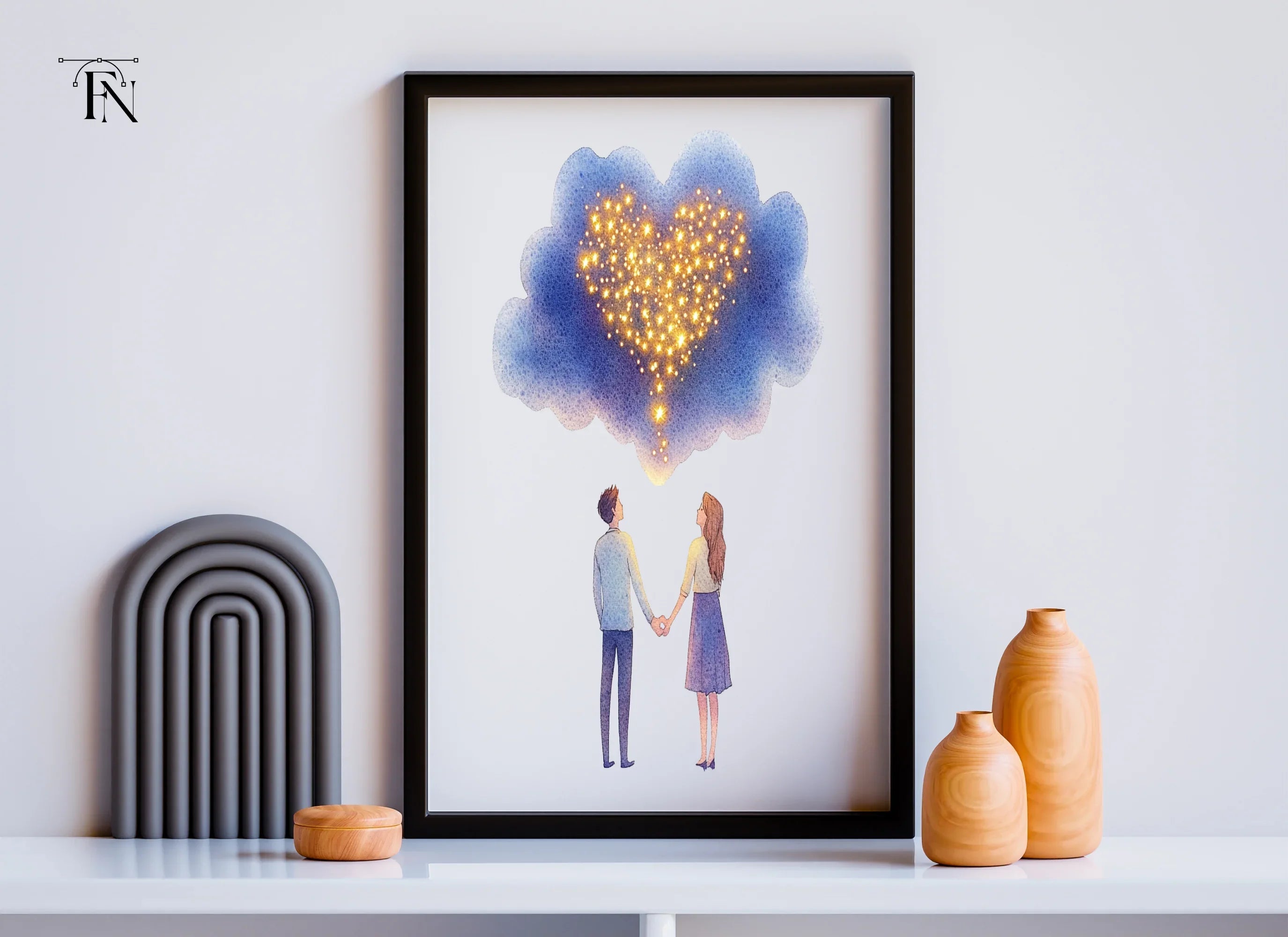 Dreamy Love Heart Couple Clipart Bundle