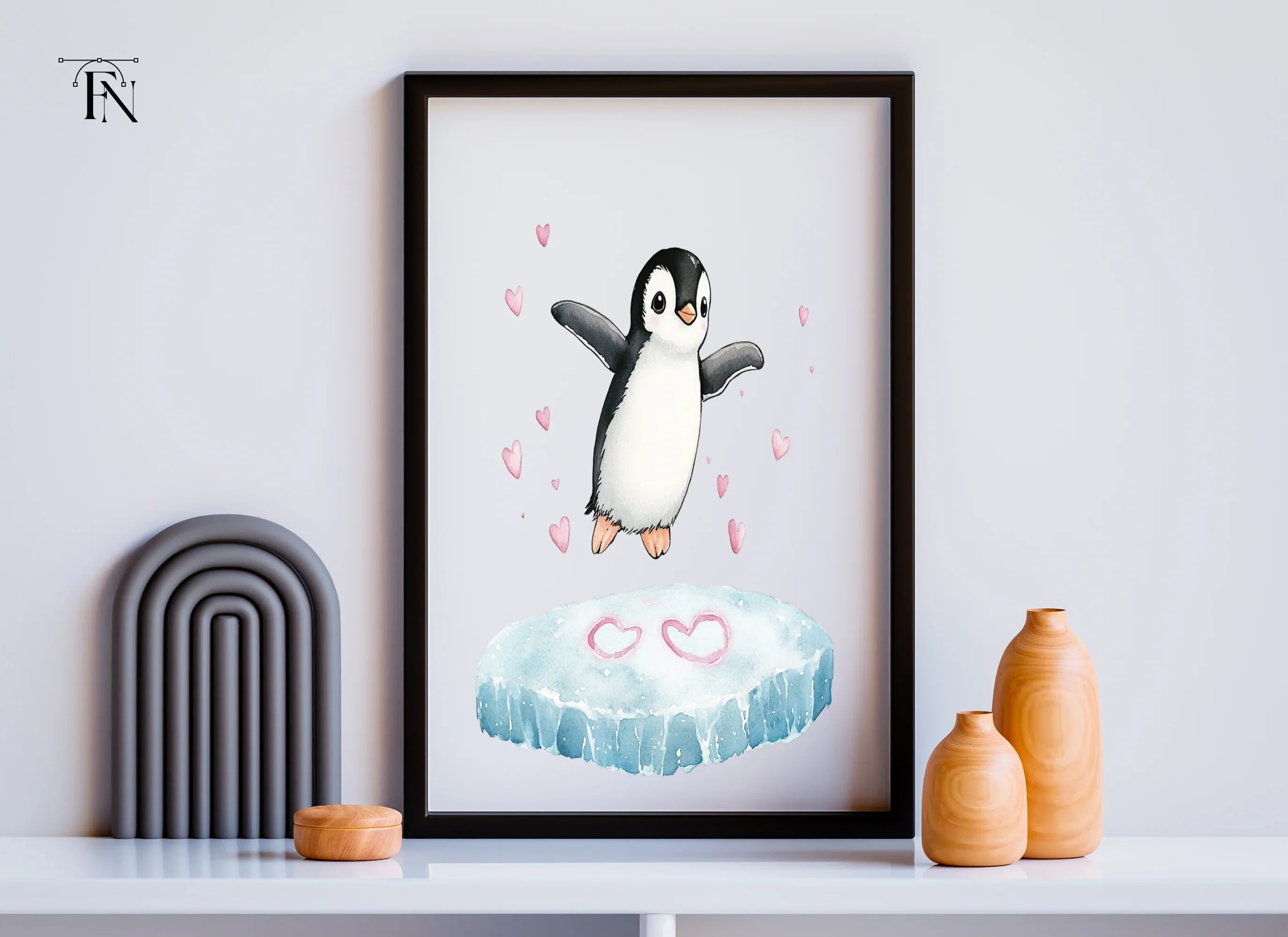 Adorable Penguin Love Hearts Clipart Bundle