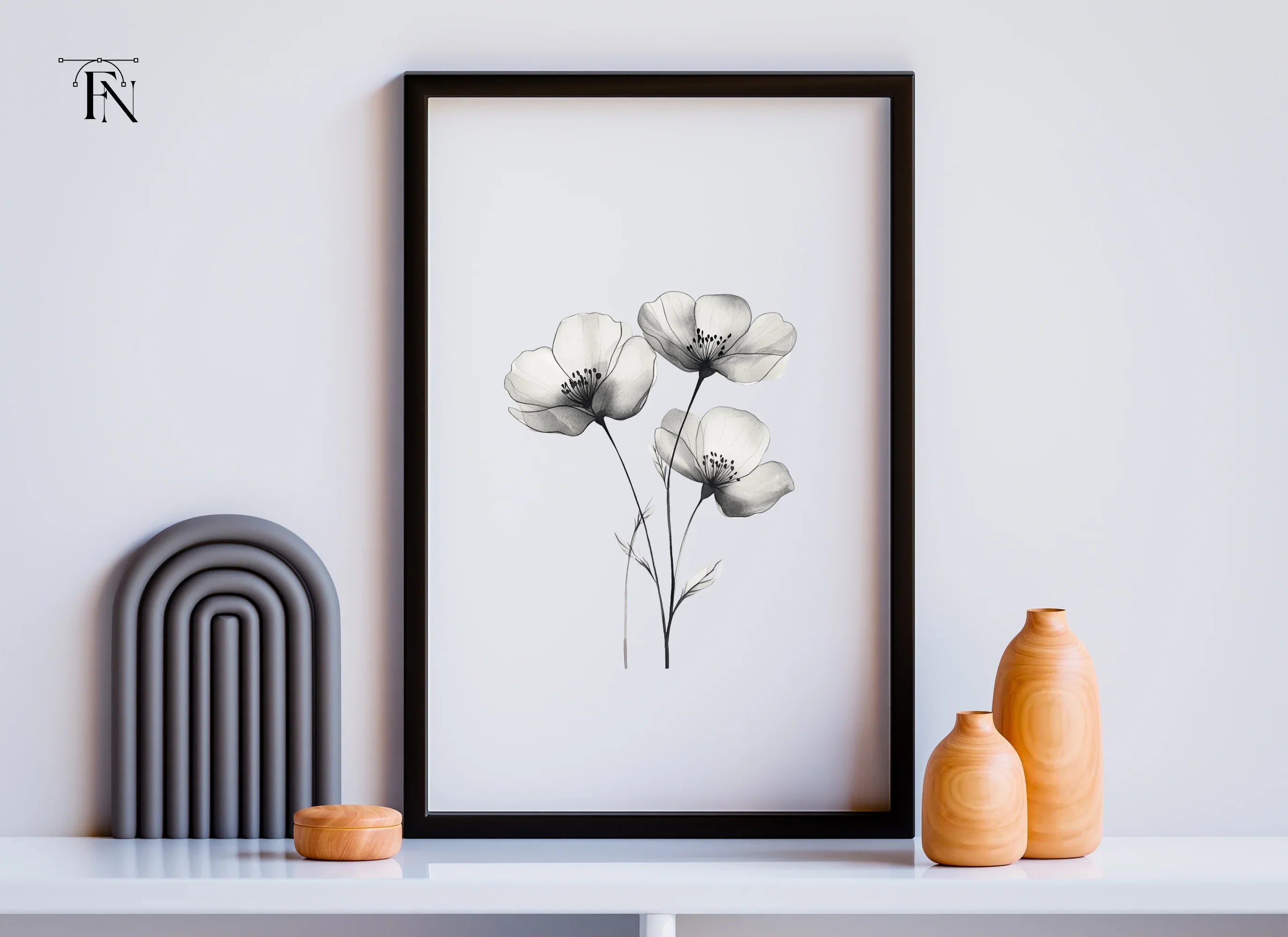 Elegant Black and White Floral Clipart Bundle