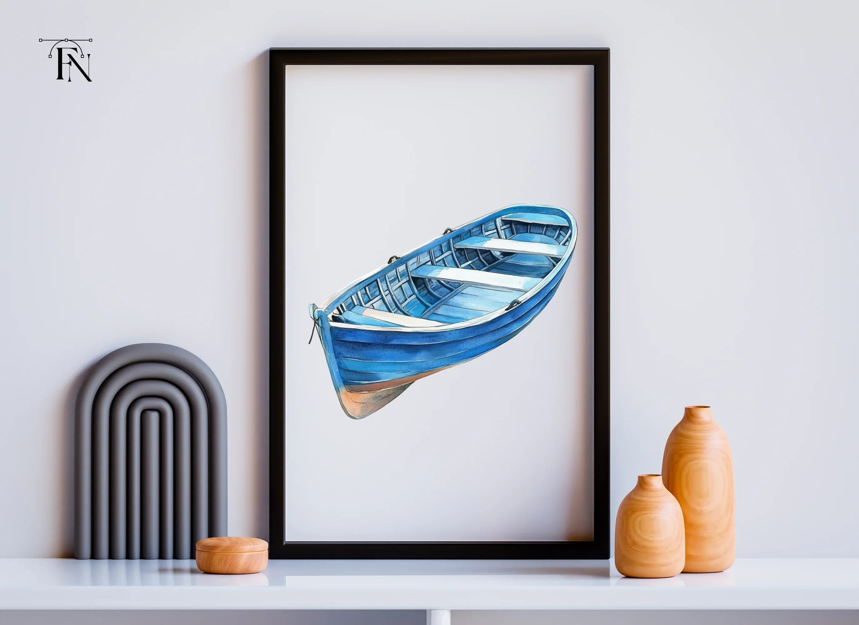 Blue Rowboat Clipart Bundle
